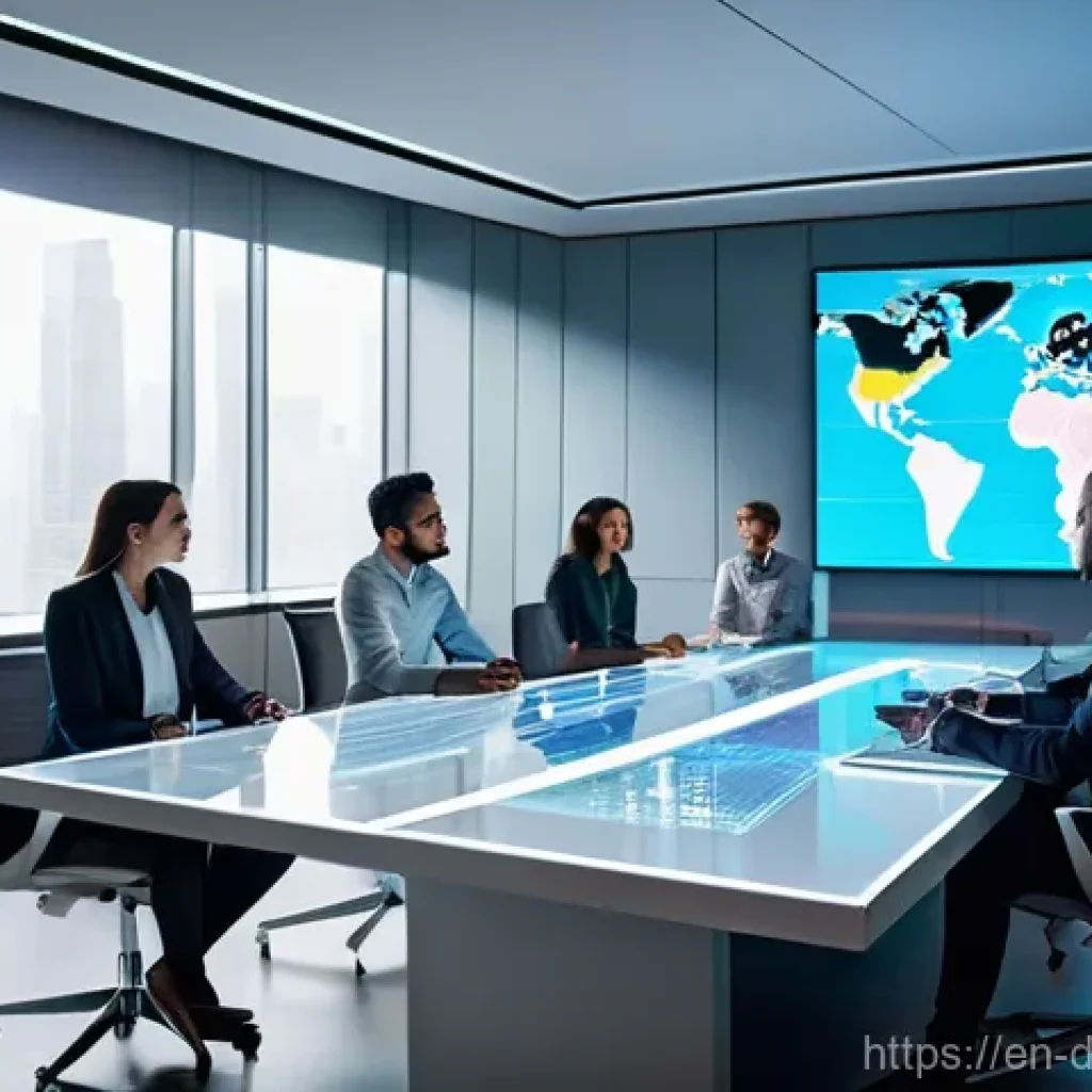 고객 데이터 분석을 통한 매출 증대 전략 - **Prompt:** A diverse group of four young professionals, aged late 20s to early 30s, are gathered ar...