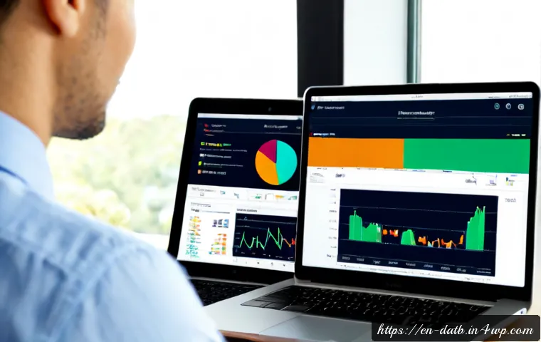 고객 데이터 분석을 위한 크로스 플랫폼 접근법 - Photorealistic modern business analytics workspace, diverse marketing analyst reviewing customer beh...